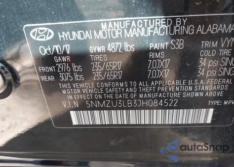 2018 Hyundai Santa Fe Sport 2.4L z USA, uszkodzony, nr VIN 5NMZU3LB3JH084522